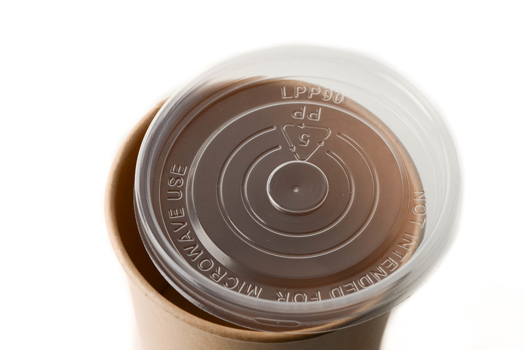 Disposable Kraft Paper Soup Containers with Plastic Lids - Kraft Paper Ice Cream Containers / Yogurt Cups with Plastic Lids (8oz, 12oz, 16oz, 26oz, 32oz)