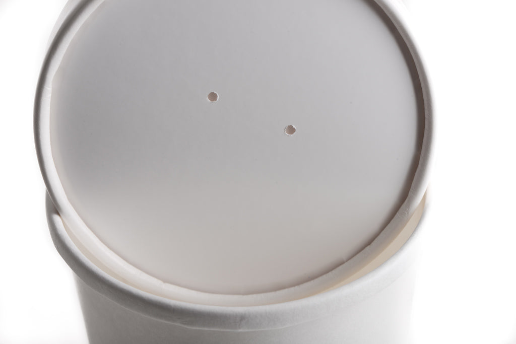 115mm Vented Lids for Paper Soup Containers Fits 12oz, 16oz , 26oz, 32oz (Kraft, White)