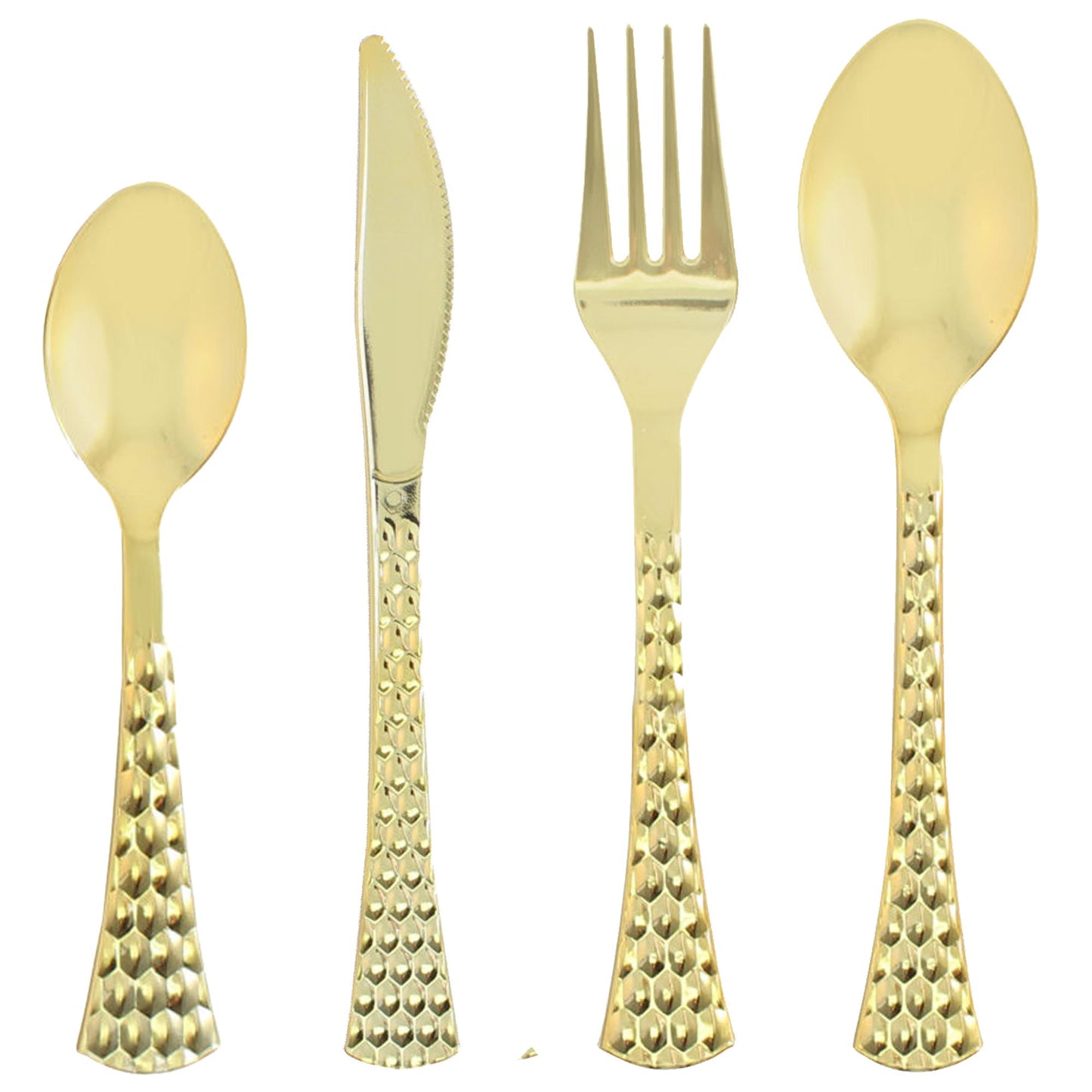 Plastic Tableware Blue Gold Rim Organic Hammered Collection Dinner Party Set