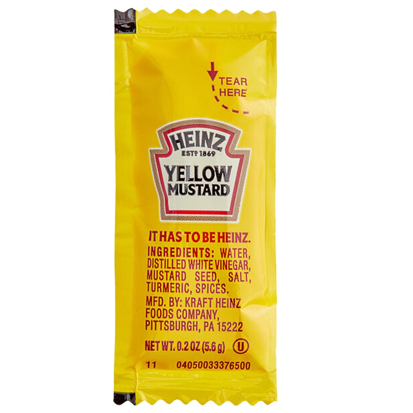 Heinz 0.2oz (5.6gr) Yellow Mustard Individual Serve Packets