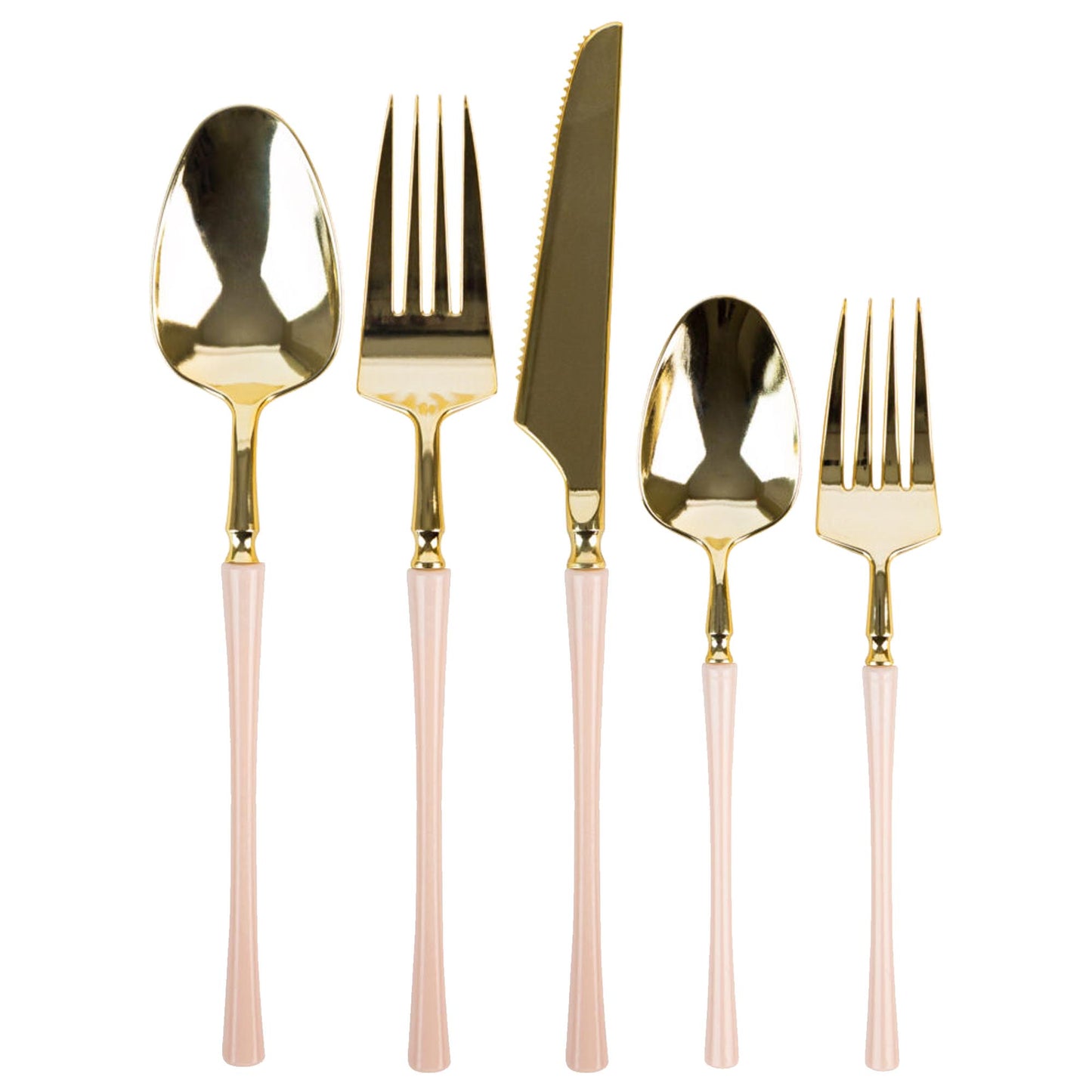 Plastic Dinner Forks Pink and Gold Infinity Flatware Collection