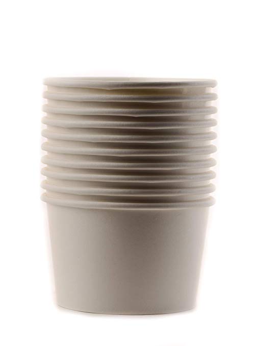 Disposable White Paper Soup Containers with Plastic Lids - White Ice Cream Containers / Yogurt Cups with Plastic Lids (8oz, 12oz, 16oz, 26oz, 32oz)
