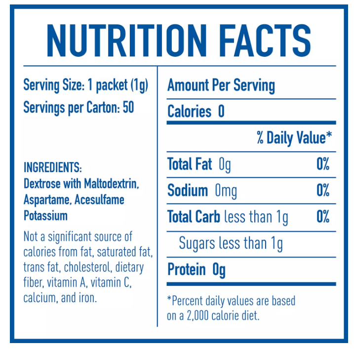 EQUAL Original Zero Calorie Sweetener 1000 Packets/Case 1 Gram a Packet Sugar Substitute