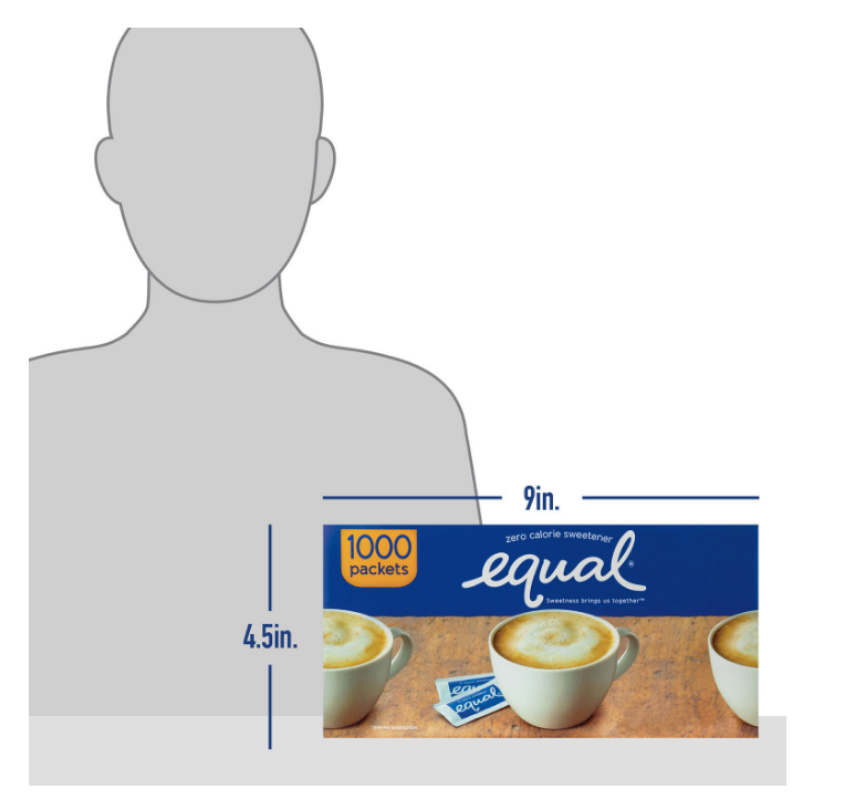 EQUAL Original Zero Calorie Sweetener 1000 Packets/Case 1 Gram a Packet Sugar Substitute