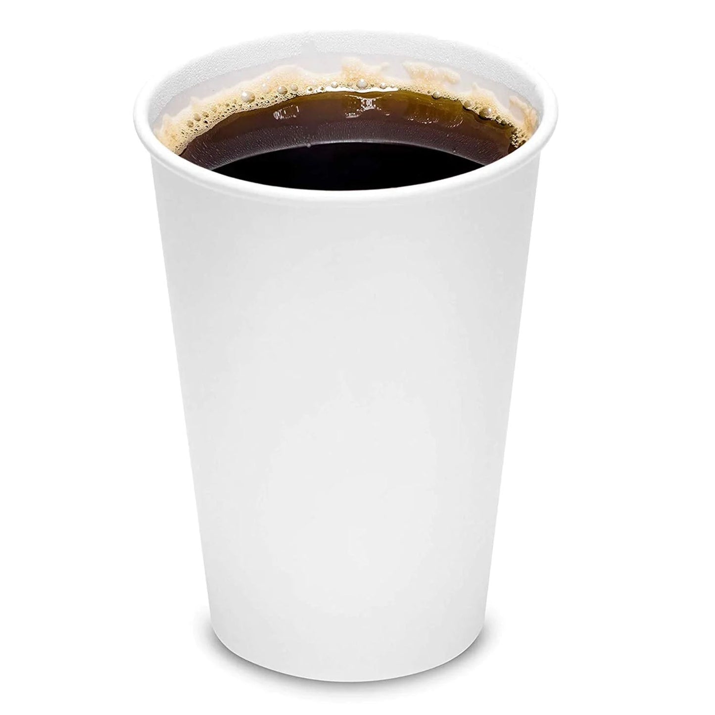 12oz Disposable White Paper Hot Cold Cups with Black Dome Lids