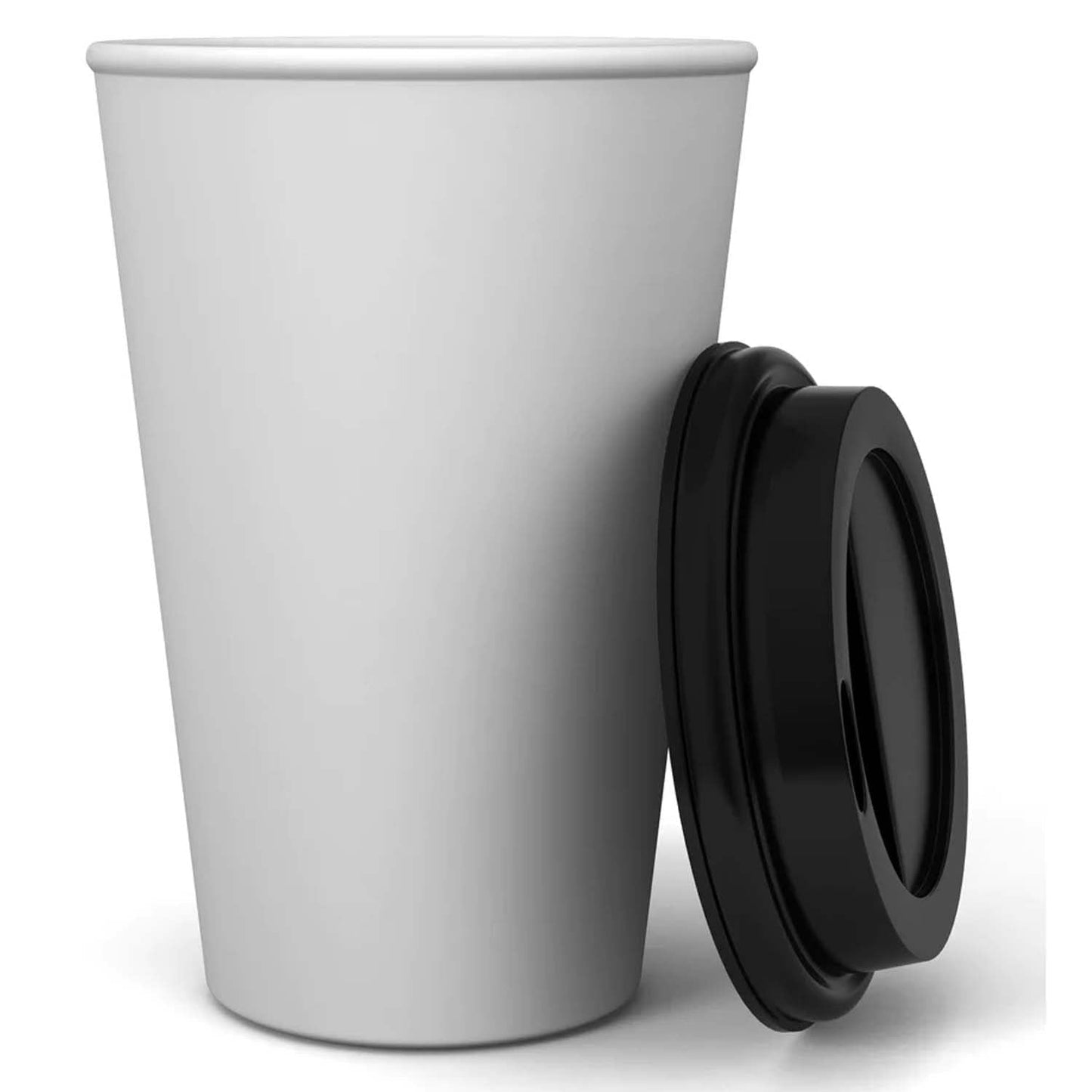 20oz Disposable White Paper Hot Cold Cups with Black Dome Lids